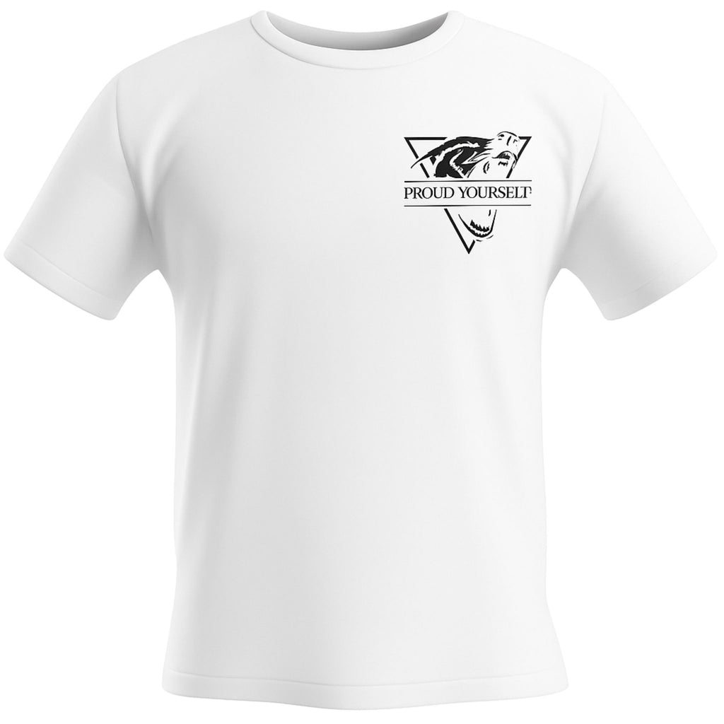 Black Graphic T-Shirt – "Proud Yourself" Wolf Design
